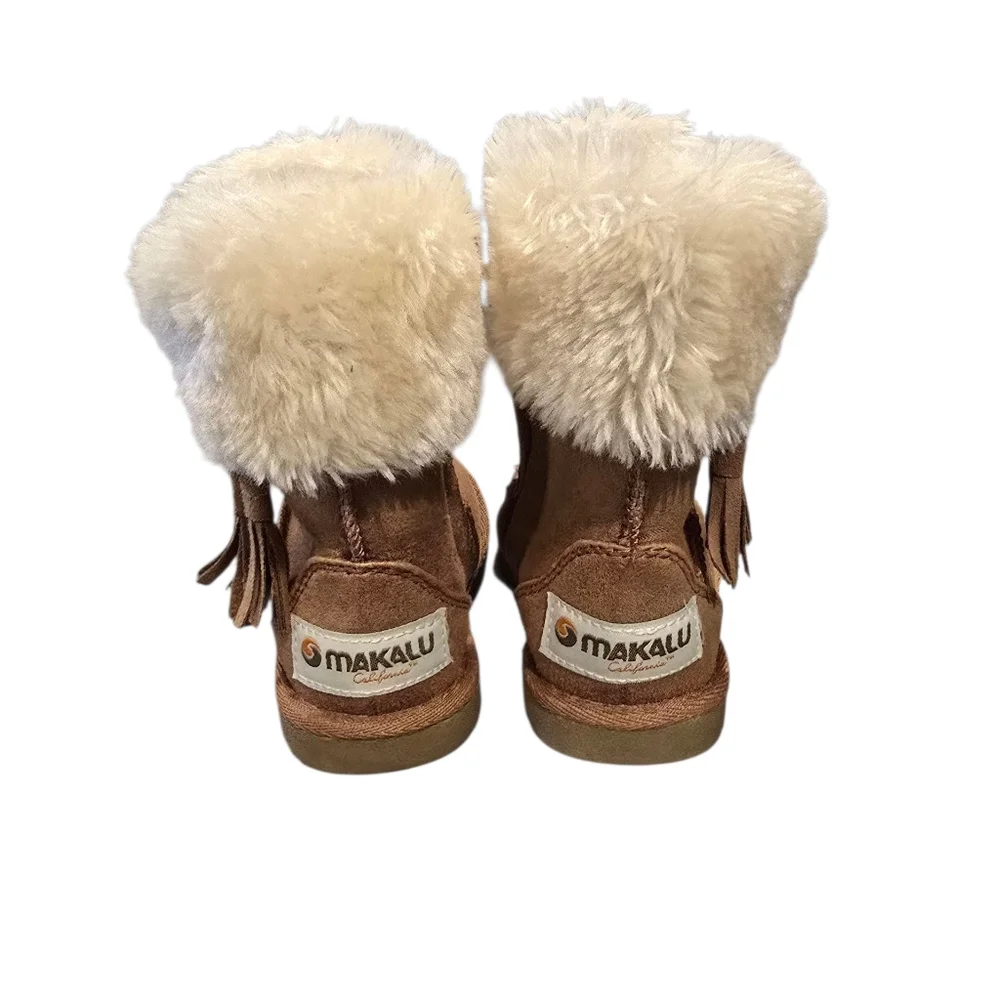 Makalu Warm Brown Kids Boots with Plush Lining Sz 5